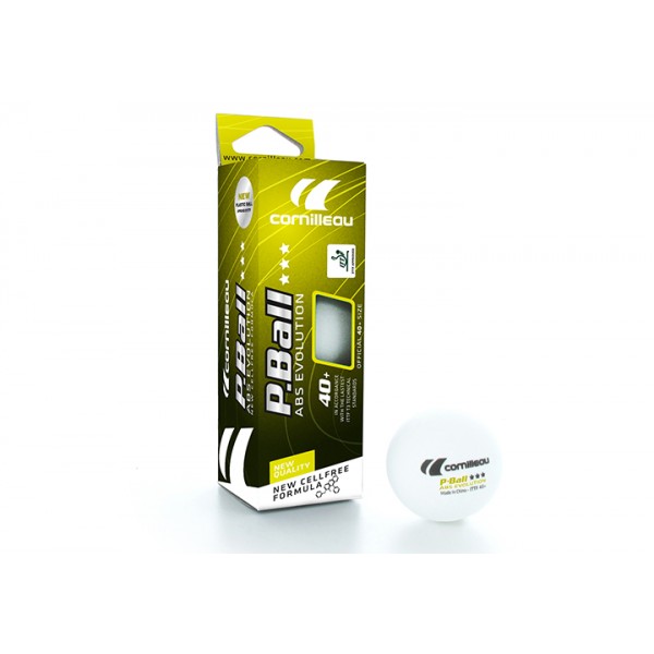 Cornilleau Palline Ping-Pong P-Ball ABS Evolution 3*** ITTF Bianche 3 pz